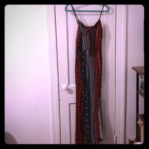 Burgundy and blue boho maxi dress